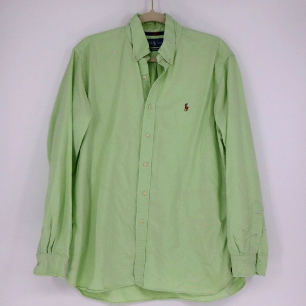 Ralph Lauren Men's Classic Fit Light Lime Green Size Large Button‎ Front Office